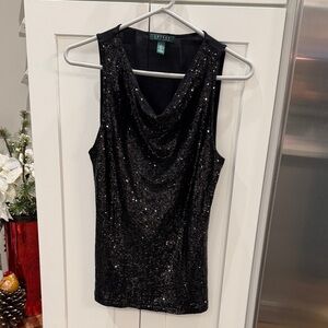 Lauren Ralph Lauren Black Sequin Top